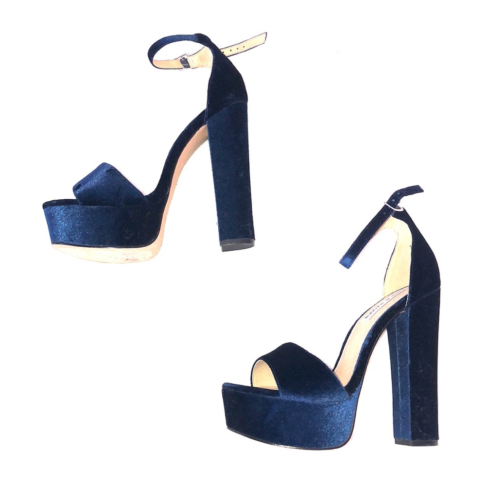 Navy blue suede platforms